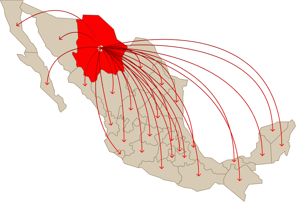 Mapa de envíos a todo México